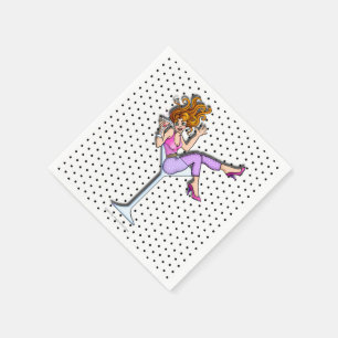 SERVIETTE JETABLE PAPIER COCKTAIL NAPKINS - FILLE EN VERRE MARTINI 1