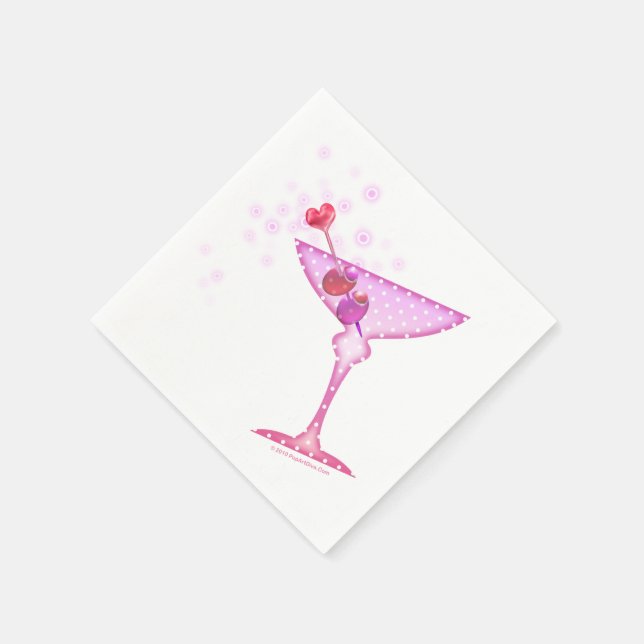 SERVIETTE JETABLE PAPIER COCKTAIL NAPKINS - MARTINI ROSE (Coin)