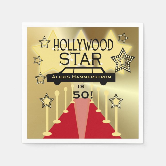 Serviette Jetable Papier d'anniversaire Hollywood Star personnalisé (Devant)