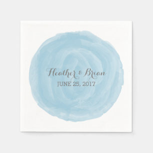 Serviette Jetable Papier d'aquarelle bleu rond
