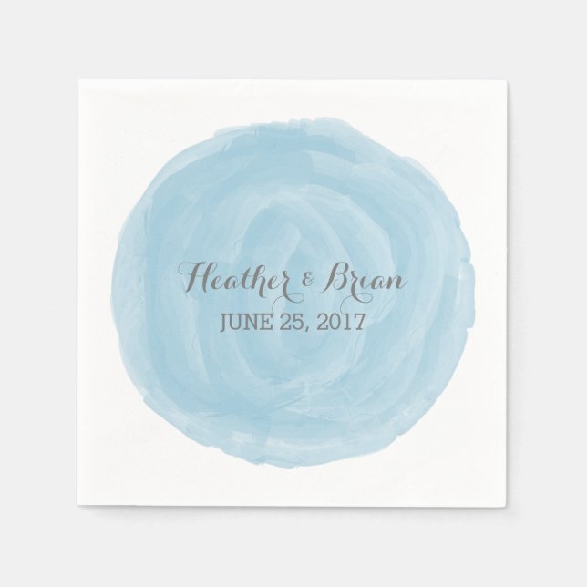 Serviette Jetable Papier d'aquarelle bleu rond (Devant)