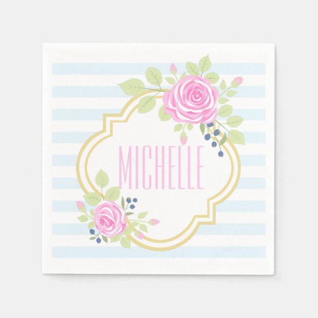 Serviette Jetable Papier de bleuet Rose (Devant)