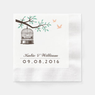 Serviette Jetable Papier de cage pour oiseaux vintage pour Mariage