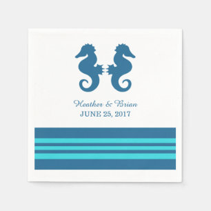 Serviette Jetable Papier de cheval de mer bleu turquoise