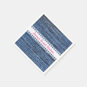 Serviette Jetable Papier de conception Denim et Ribbon