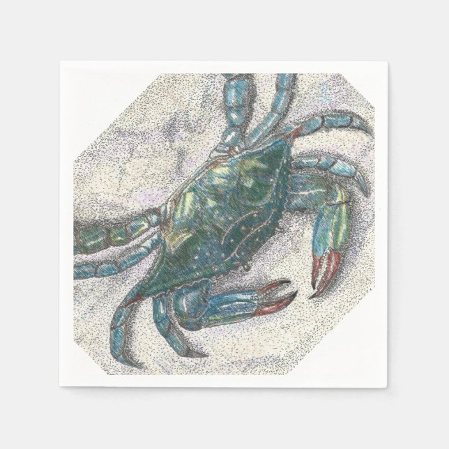 Serviette Jetable Papier de crabe bleu (Devant)
