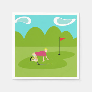 Serviette Jetable Papier de Golfer Retro