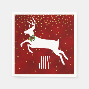 Serviette Jetable Papier de Noël de cerf blanc