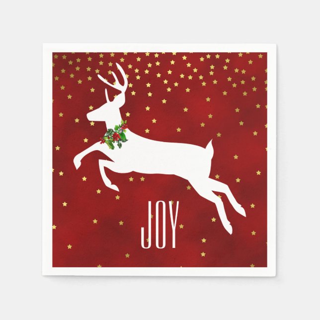 Serviette Jetable Papier de Noël de cerf blanc (Devant)