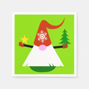 Serviette Jetable Papier de Noël Gnome Jour de Fête Napkins
