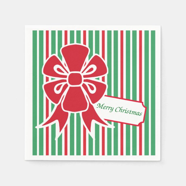 Serviette Jetable Papier de Noël Red Bow (Devant)