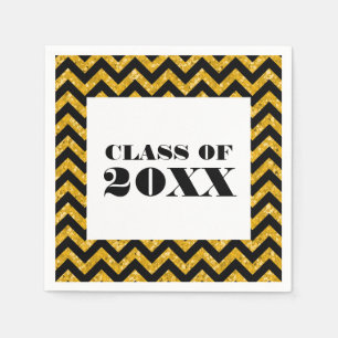 Serviette Jetable Papier de Parties scintillant Chevron Jaune