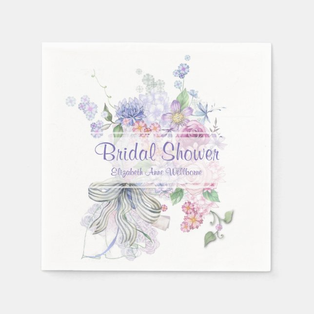 Serviette Jetable Papier Fête des mariées Bouquet Floral (Devant)