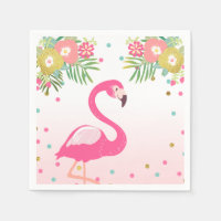Papier Flamant rose Aloha Tropical serviettes Anni