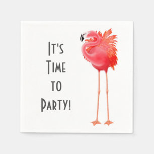 Serviette Jetable Papier Flamant rose rose temps de fête