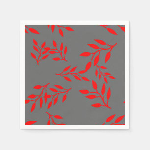 Serviette Jetable Papier Jardin serviettes rouge sur gris