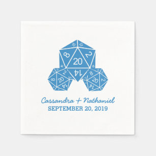 Serviette Jetable Papier Mariage bleu D20 dés