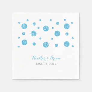 Serviette Jetable Papier Mariage Confetti Parties scintillant bleue