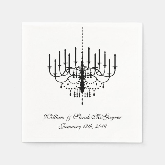 Serviette Jetable Papier Mariage de lustre noir (Devant)
