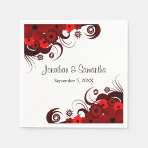 Serviette Jetable Papier Mariage gothique rouge et blanc