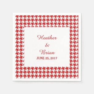 Serviette Jetable Papier Mariage Red Houndstooth