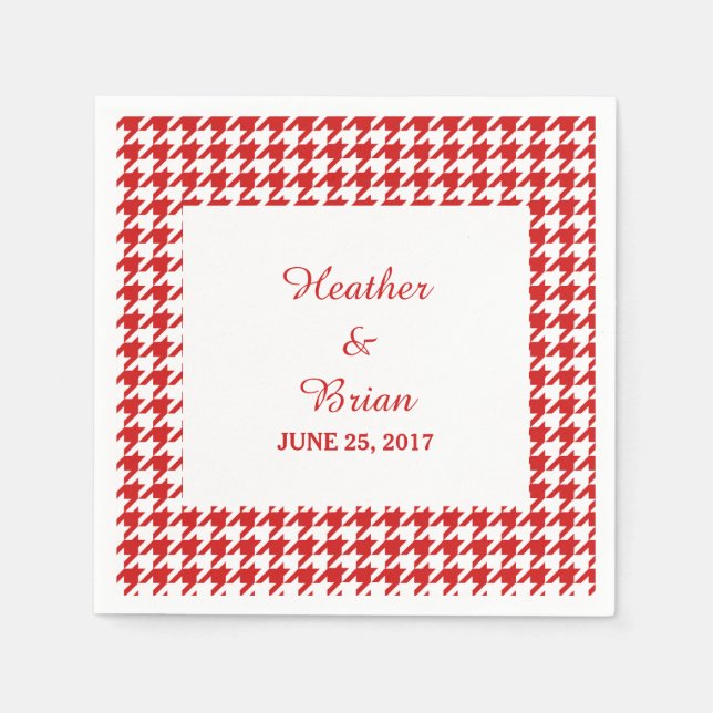Serviette Jetable Papier Mariage Red Houndstooth (Devant)