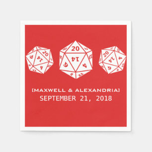 Serviette Jetable Papier Mariage rouge D20 dés