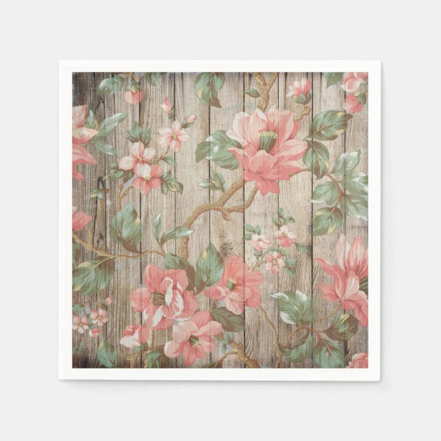 Serviette Jetable Papier Mariage Rustique Spring Blossoms (Devant)