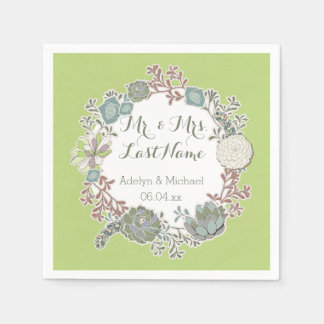 Serviette Jetable Papier Mariage Succulent Personnalisé