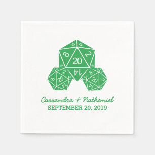 Serviette Jetable Papier Mariage vert D20 dés
