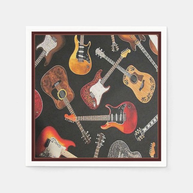 Serviette Jetable Papier Motif de guitare (Devant)
