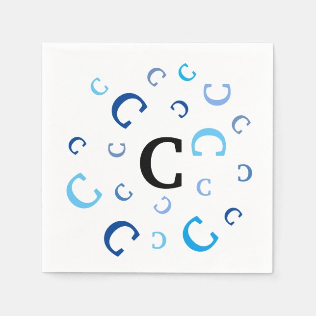 Serviette Jetable Papier Napkin - Lettres mélangées en bleu (Devant)