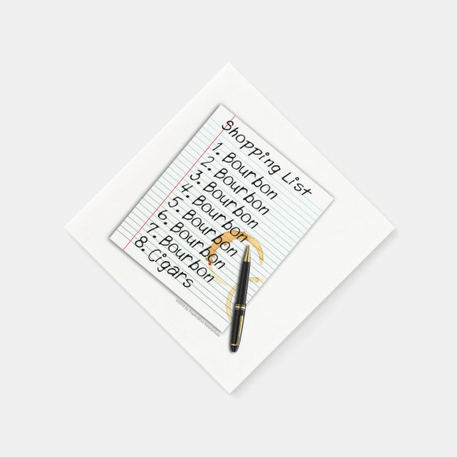 SERVIETTE JETABLE PAPIER NAPKINS - BOURBON LOVERS SHOPPPPING LISTE (Coin)