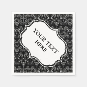Serviette Jetable Papier peint Damas vintage - blanc + votre dossier