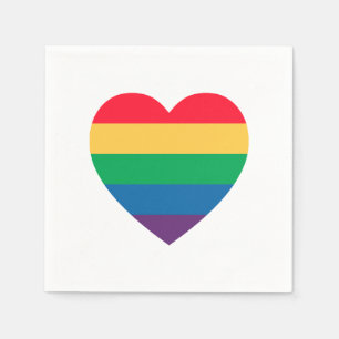 Serviette Jetable Papier Rainbow Heart Pride