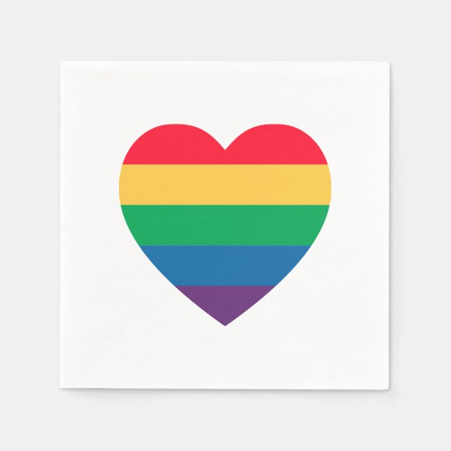 Serviette Jetable Papier Rainbow Heart Pride (Devant)