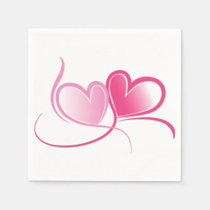 Serviette Jetable Papier rose Coeur