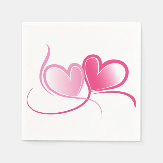 Serviette Jetable Papier rose Coeur (Devant)