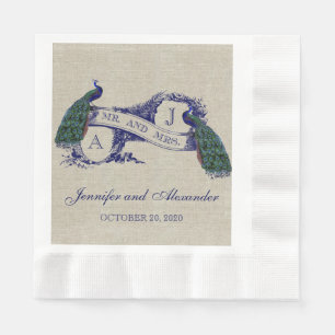 Serviette Jetable Papier Russe Mariage Linen Peacock