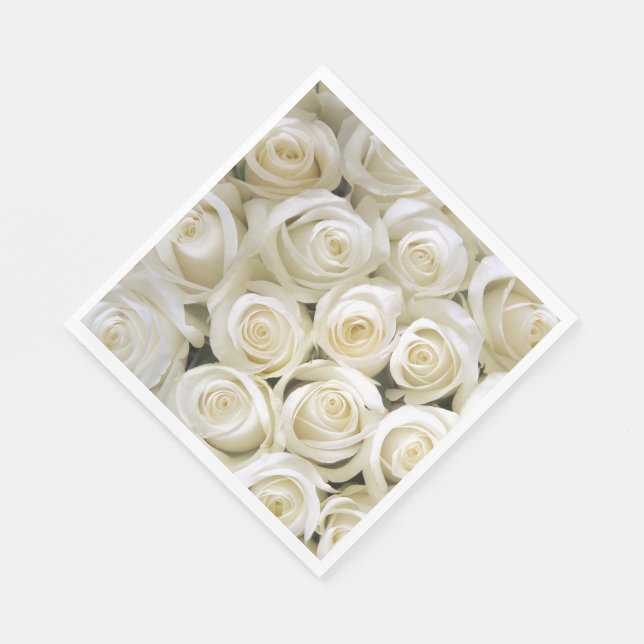 Serviette Jetable Papier serviettes - Roses blanches (Coin)