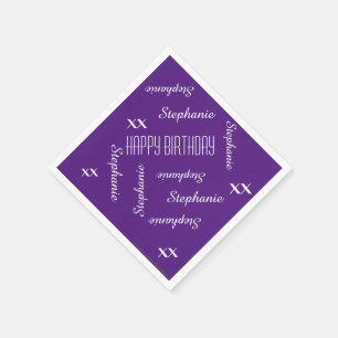 Serviette Jetable Papier serviettes violet Adulte Anniversaire Nom r