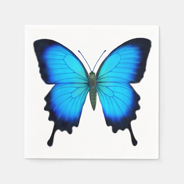Serviette Jetable Papillon bleu Ulysse (Devant)