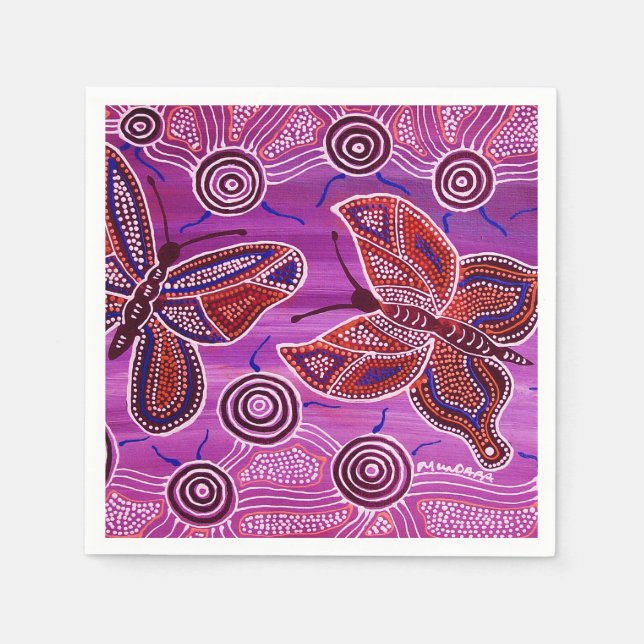 Serviette Jetable Papillon Dream Purple Napkins (Devant)