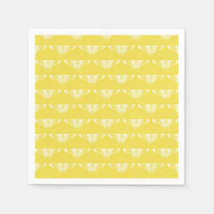 Serviette Jetable Papillon stylisé Art Déco - jaune et blanc