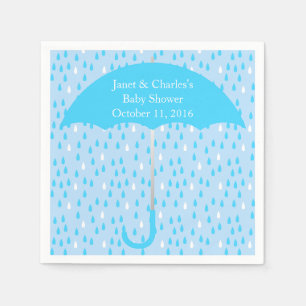 Serviette Jetable Parapluie bleu et papier Baby shower de pluie
