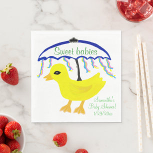 Serviette Jetable Parapluie de Baby Shower Mignon Canard Jaune