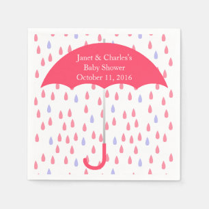 Serviette Jetable Parapluie rose et papier Baby shower de pluie