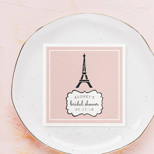 Serviette Jetable Paris Romance | Fête des mariées Tour Eiffel (Créateur téléchargé)
