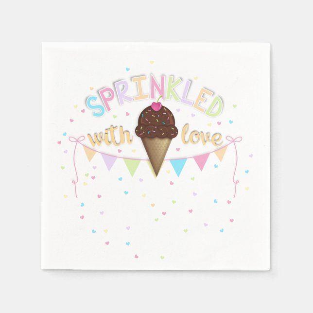 Serviette Jetable Parsemé De serviettes de Baby shower d'amour (Devant)