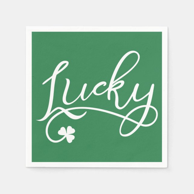 Serviette Jetable Parti de Jour de la Saint Patrick Shamrock chanceu (Devant)